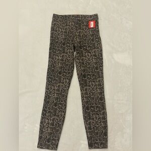 Spanx Snakeskin Print Stretch Leggings Black Tan Sz Small